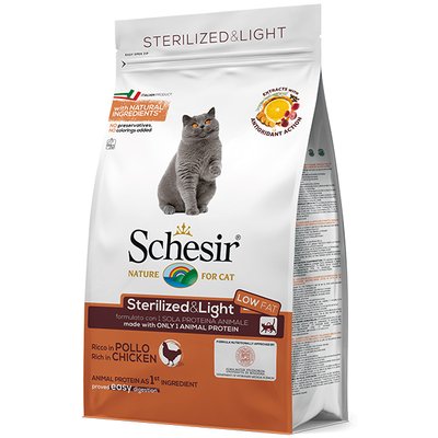 Корм Schesir Cat Sterilized & Light сухий монопротеїновий з куркою для кастрованих котів або котів схильних до повноти 0.4 кг 8005852760067 фото