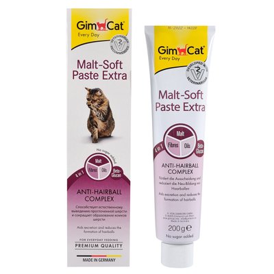 Мальт-паста GimCat Malt-Soft Extra для вывода шерсти из желудка котов 200 гр 4002064417127 фото