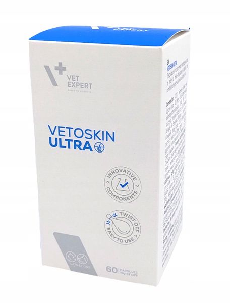 VetExpert VetoSkin Ultra витамины для здоровья кожи и шерсти у собак и кошек, 60 табл 5902414211230 фото