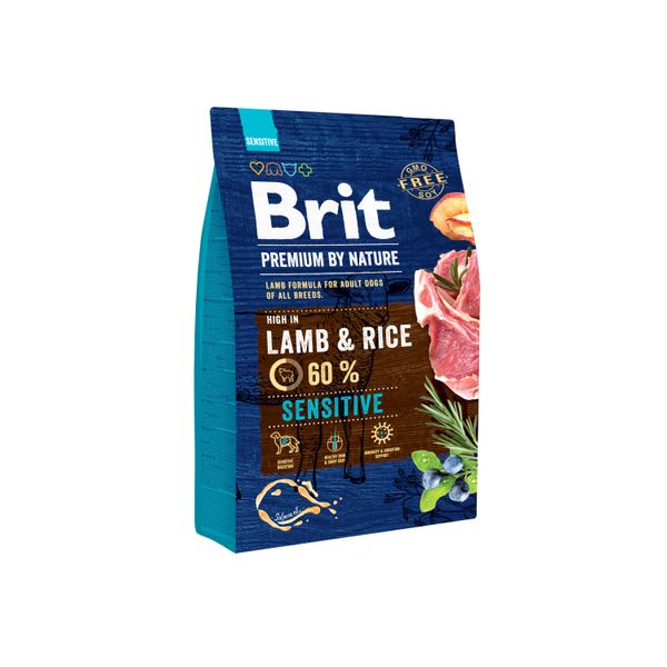 Brit Premium Sensitive Lamb & Rice сухий корм для дорослих собак з чутливим травленням 3 кг 8595602526628 фото