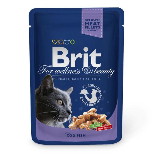 Корм Brit Premium Cod Fish вологий з тріскою в соусі для дорослих котів 100 гр 8595602506002 фото