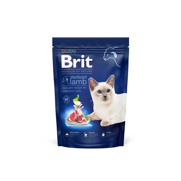 Корм Brit Premium by Nature Cat Sterilized Lamb сухий з ягнятком для дорослих стерилізованих котів 0.8 кг 8595602553082 фото