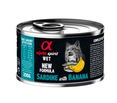 Корм Alpha Spirit Sardine with Banana for Adult Cats вологий з сардиною для дорослих котів 200 гр 8437015969190 фото
