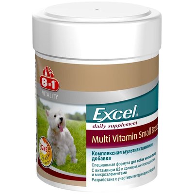 Вітаміни 8in1 Excel Multi Vitamin Small Breed для здоров'я дорослих собак малих порід 70 табл 4048422109372 фото