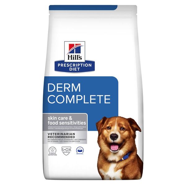 Hill's PD Canine Derm Complete сухой корм для собак всех пород при пищевой аллергии и атопическом дерматите 12 кг 052742038704 фото