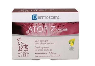 Краплі Dermoscent ATOP 7 NEW при алергії та атопії у котів і собак мініатюрних і малих порід 4*0.6 мл 3760098110650 фото