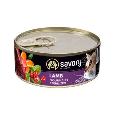 Корм Savory Cat Adult Sterilized Lamb вологий з ягнятком для стерилізованих котів 100 гр 4820232630716 фото