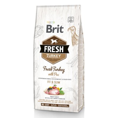 Корм Brit Fresh Turkey with Pea Adult Fit & Slim сухий з індичкою для собак з надмірною вагою 12 кг 8595602530793 фото