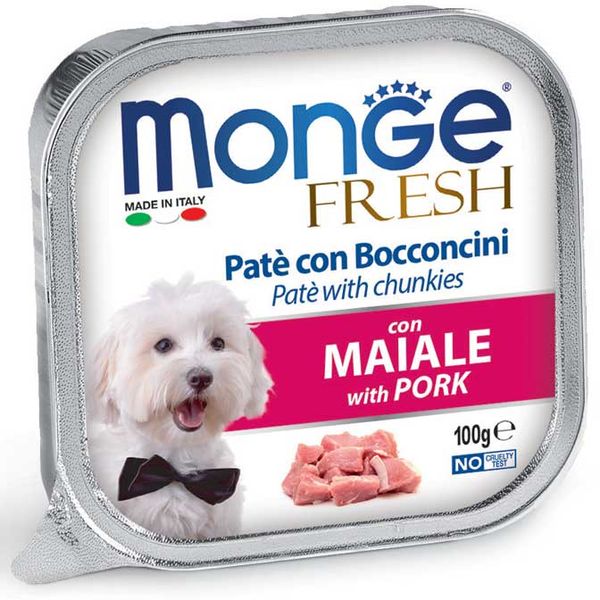 Корм Monge Dog Fresh Maiale вологий зі свининою для дорослих собак 100 гр 8009470013093 фото