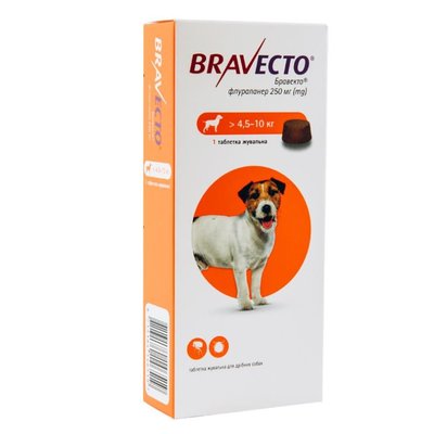Таблетки від бліх та кліщів Bravecto (Бравекто) для собак вагою від 4.5 до 10 кг 8713184146519 фото