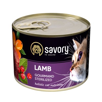 Корм Savory Cat Adult Sterilized Lamb влажный с ягненком для стерилизованных котов 200 гр 4820232630723 фото