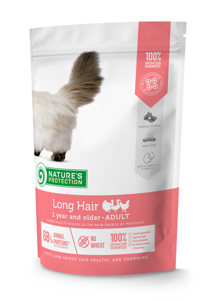 Корм Nature's Protection Long hair сухий для довгошерстих котів 0.4 кг NPS45760 фото