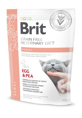 Корм Brit VD Renal Cat беззерновий повнораціонний сухий дієтичний з яйцями та горохом для котів із порушеною функцією нирок і хронічною нирковою недостатністю 0.4 кг 8595602528332 фото