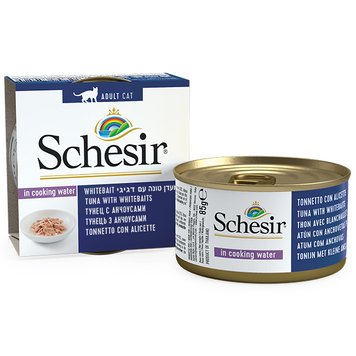 Schesir Tuna with Whitebaits Can влажный корм для котов с тунцом, анчоусами и рисом 85 гр 8005852750525 фото