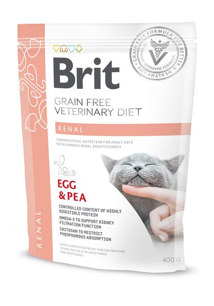Корм Brit VD Renal Cat беззерновий повнораціонний сухий дієтичний з яйцями та горохом для котів із порушеною функцією нирок і хронічною нирковою недостатністю 0.4 кг 8595602528332 фото