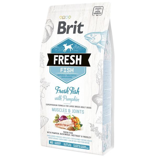 Brit Fresh Fish with Pumpkin Adult Large Muscles & Joints сухий корм з рибою та гарбузом для дорослих собак 2.5 кг 8595602530786 фото