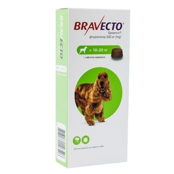 Bravecto (Бравекто) таблетки від бліх та кліщів для собак вагою від 10 до 20 кг 8713184146526 фото