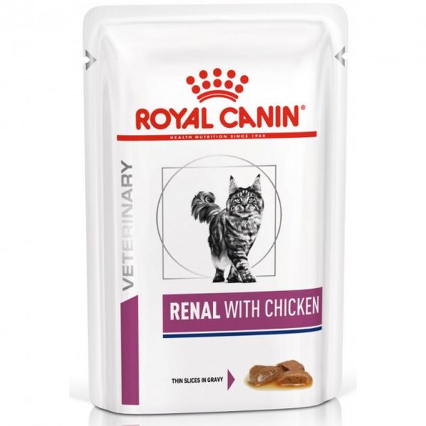 Royal Canin Renal Feline Chicken Pouches вологий корм для котів із захворюваннями нирок 85 гр 9003579000465 фото