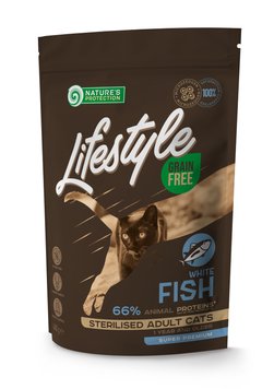 Nature's Protection Lifestyle Grain Free White Fish Sterilised Adult Cat сухой корм с белой рыбой для стерилизованных котов 400 гр NPLS45801 фото