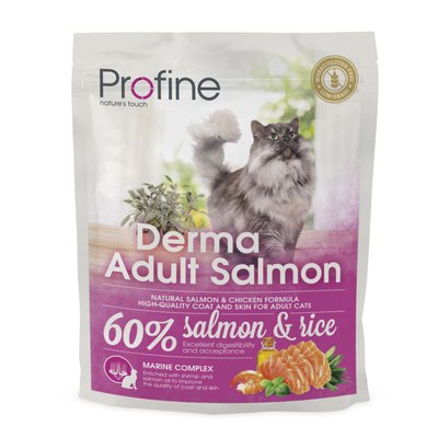 Корм Profine Cat Derma сухий з лососем для краси хутра у дорослих котів 0.3 кг 8595602517756 фото