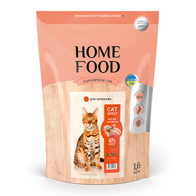Корм Home Food «Курочка та креветка» сухий для активних дорослих котів 1.6 кг 4820235020071 фото
