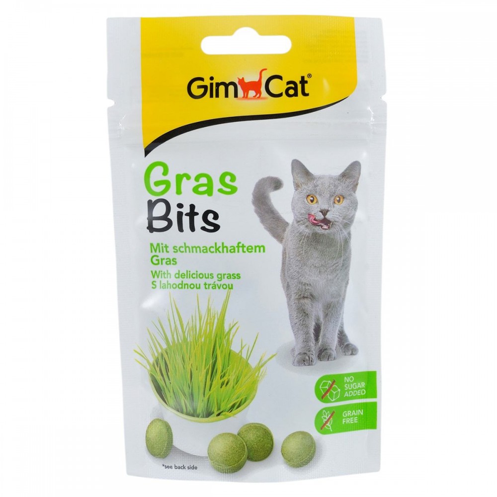 Фото - Корм для кішок GimCat Вітамінізовані ласощі для котів  GrasBits з травою 40 гр 