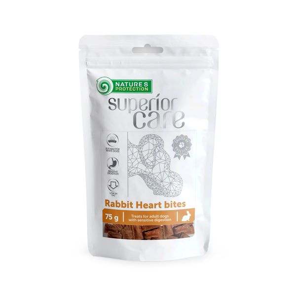 Nature's Protection Superior Care Snacks For Dogs Rabbit Heart Bites ласощі для собак серце кролика шматочками c куркою 75 гр SNK46121 фото