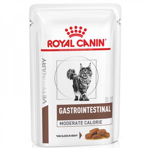 Royal Canin Gastrointestinal Moderate Calorie Feline Pouches вологий корм для котів із захворюваннями ШКТ 85 гр 9003579027783 фото