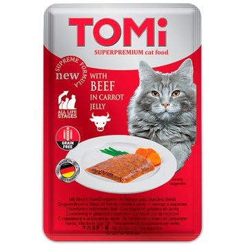 TOMi Beef in Carrot Jelly влажный корм для котов с говядиной 100 гр 4003024490860 фото