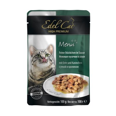 Корм Edel Cat вологий з качкою та кроликом у соусі для дорослих котів 100 гр 4003024179987 фото