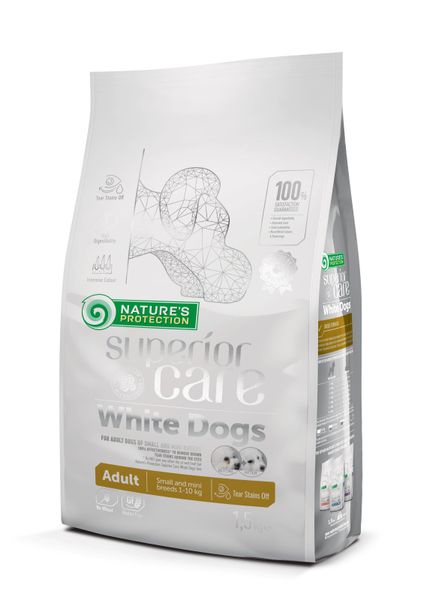 Корм Nature's Protection Superior Care White Dogs Adult Small and Mini Breeds сухий для дорослих собак малих порід з білосніжною шерстю 1.5 кг NPSC45663 фото