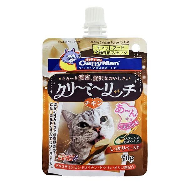 CattyMan Creamy Chicken жидкое лакомство для кошек сливочное пюре с курицей 70 гр 4976555822052 фото