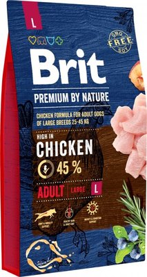 Корм Brit Premium Dog Adult L сухий з куркою для собак великих порід 8 кг 8595602526451 фото