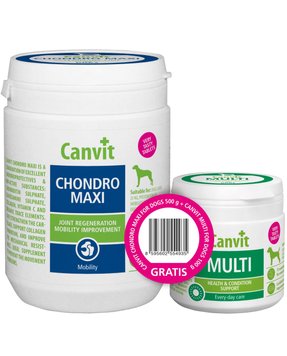 Canvit Chondro Maxi For Dogs 500 гр та Canvit Multi For Dogs 100 гр набір вітамінів для собак 1 466 грн фото