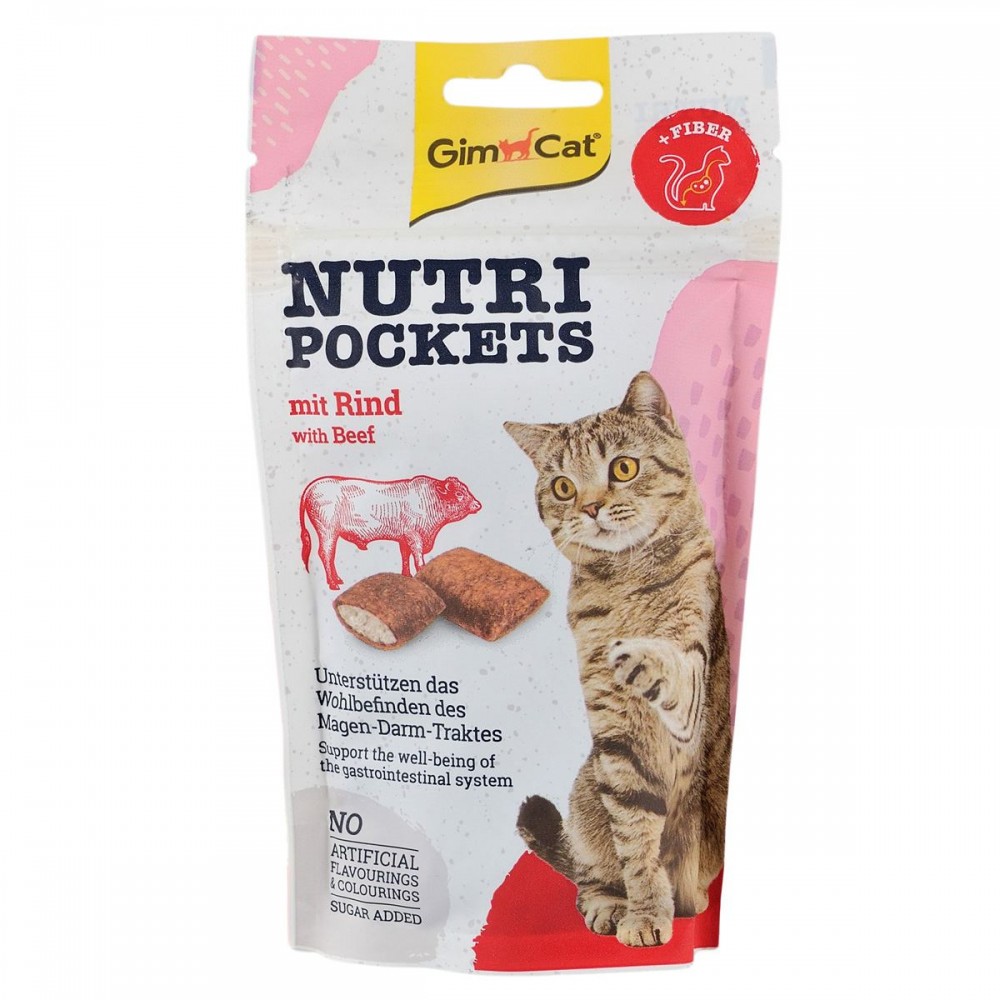 Photos - Cat Food GimCat Ласощі для котів  Nutri Pockets Beef & Malt з яловичиною та солодом 