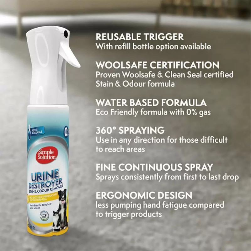 Simple Solution Urine Destroyer Stain And Odor Remover засіб для усунення плям та запахів від домашніх тварин, 400 мл - фото 3