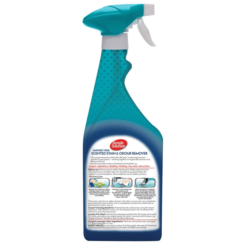 Simple Solution Stain & Odour Remover Rainforest Fresh средство от пятен и запахов от животных с ароматом леса, 750 мл - фото 2