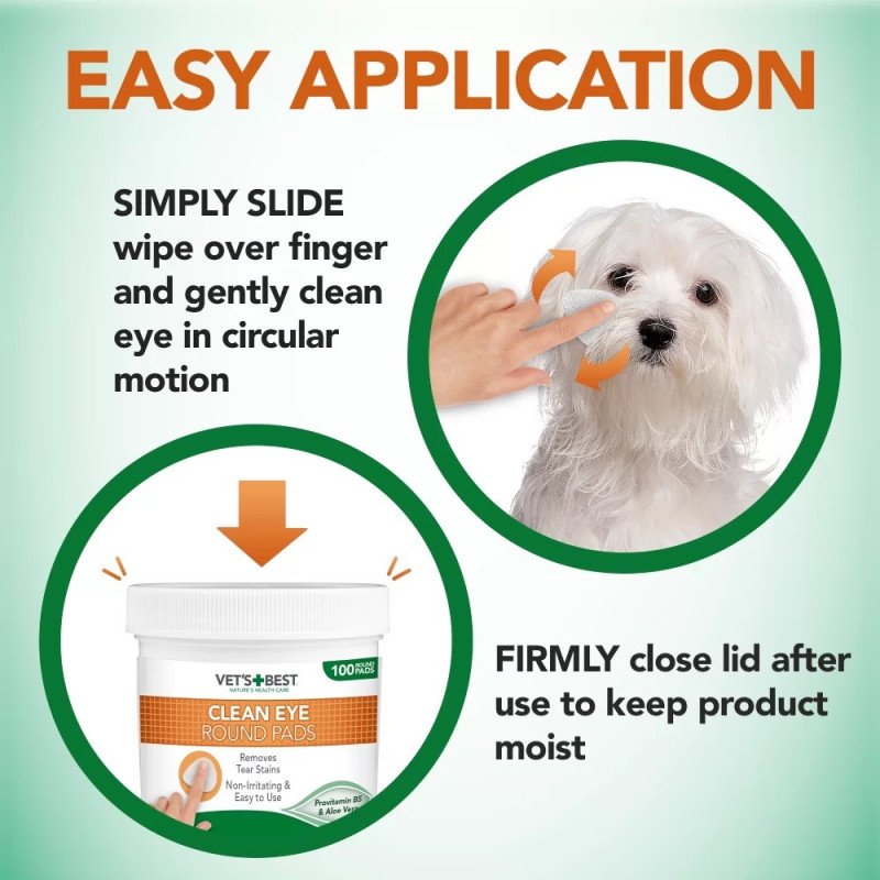 Vet's Best Clean Eye Finger Wipes гигиенические салфетки для ухода за глазами собак и котов, 100 шт - фото 4