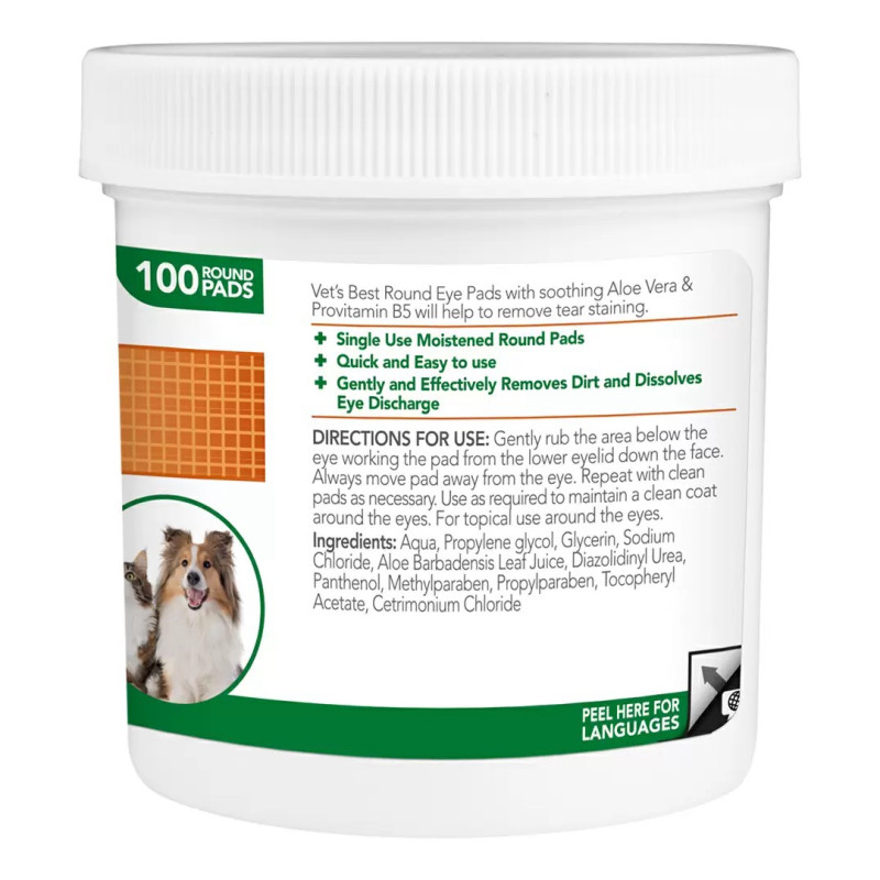 Vet's Best Clean Eye Finger Wipes гігієнічні серветки для догляду за очима собак та котів, 100 шт - фото 2