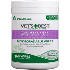 Vet's Best Ear and Eye Wipes гігієнічні серветки для догляду за вухами та очима собак та котів, 160 шт