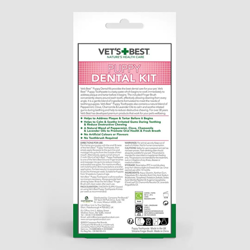 Vet's Best Dental Puppy Kit набор для ухода за зубами щенят, 100 мл - фото 2