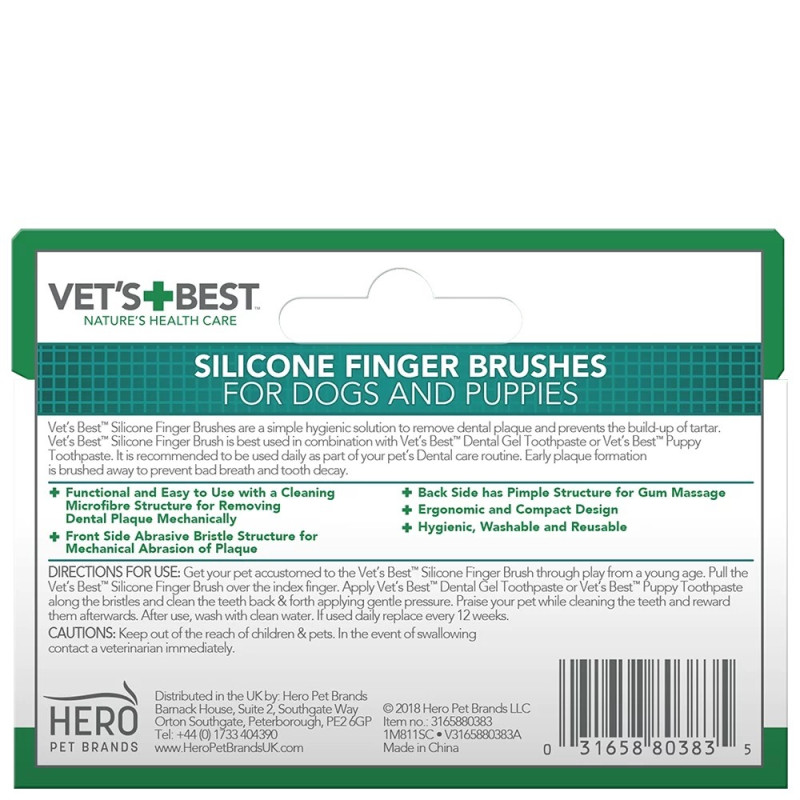 Vet's Best Finger Toothbrush набір зубних щіток на палець для собак та котів, 5 шт - фото 2