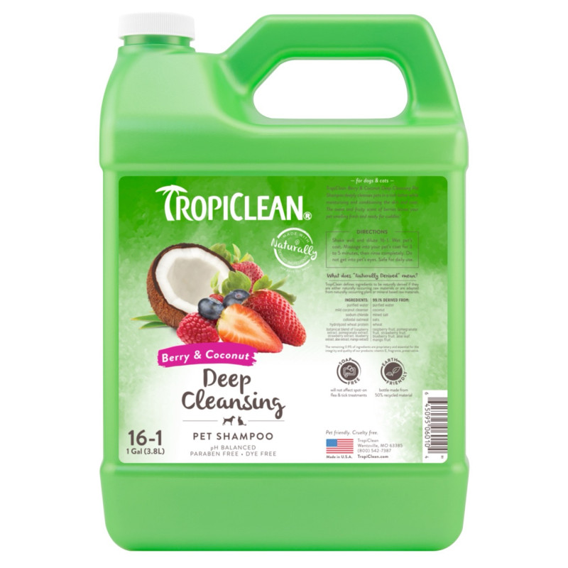 TropiClean Deep Cleaning Shampoo шампунь для глубокого очищения шерсти собак и котов, 3.79 л