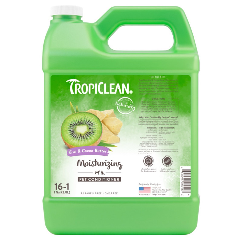 TropiClean Kiwi and Cocoa Butter кондиционер увлажняющий для собак и котов, 3.79 л