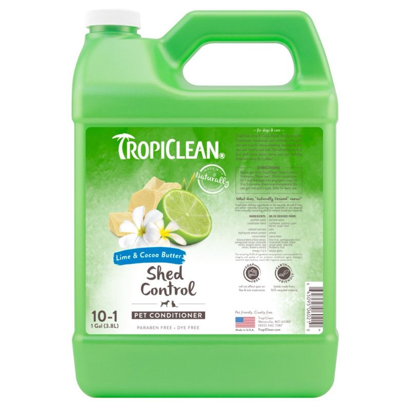 TropiClean Lime and Cocoa Butter кондиціонер для прискорення линяння для собак та котів, 3.79 л
