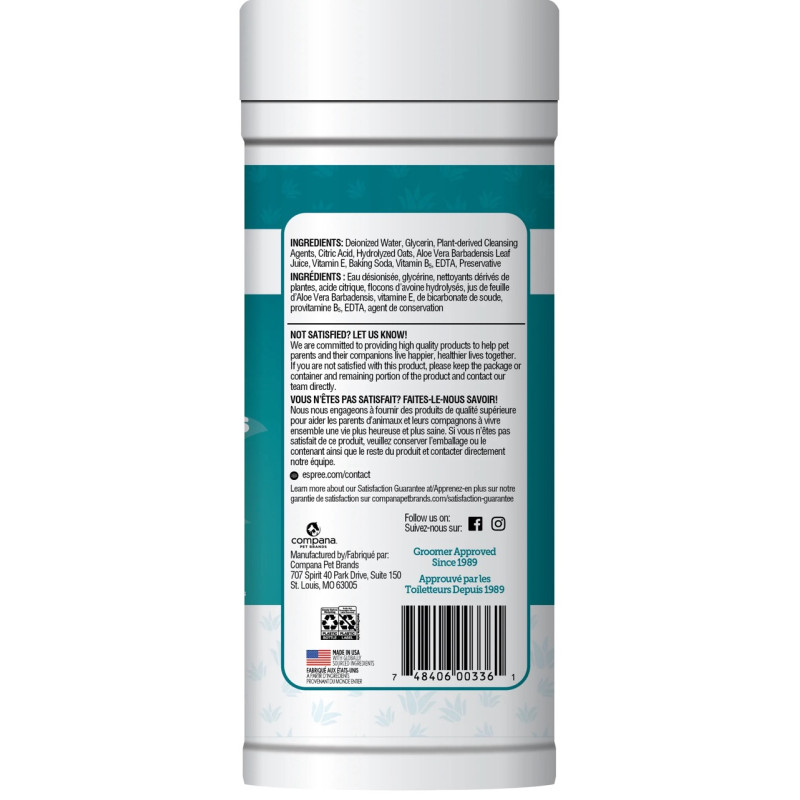 Espree Hypo-Allergenic Dog & Cat Aloe Wipes гипоаллергенные гигиенические салфетки для собак и котов, 50 шт - фото 2