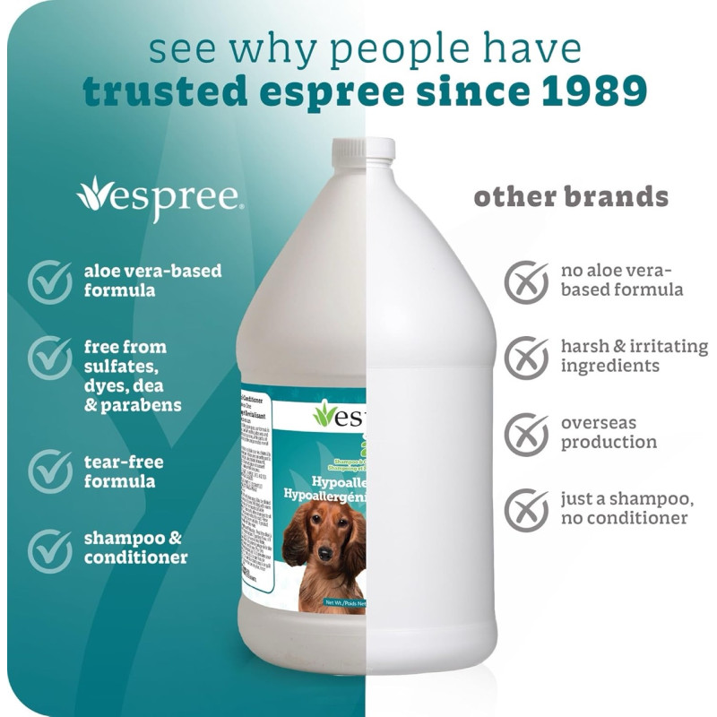 Espree Hypo-Allergenic Dog Shampoo & Conditioner гипоаллергенный шампунь-кондиционер для собак, 3.79 л - фото 6