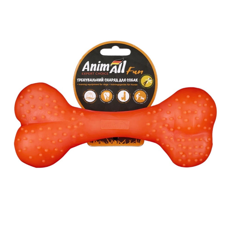 AnimAll Fun Bone ароматизована іграшка для собак, 12 см, помаранчевий