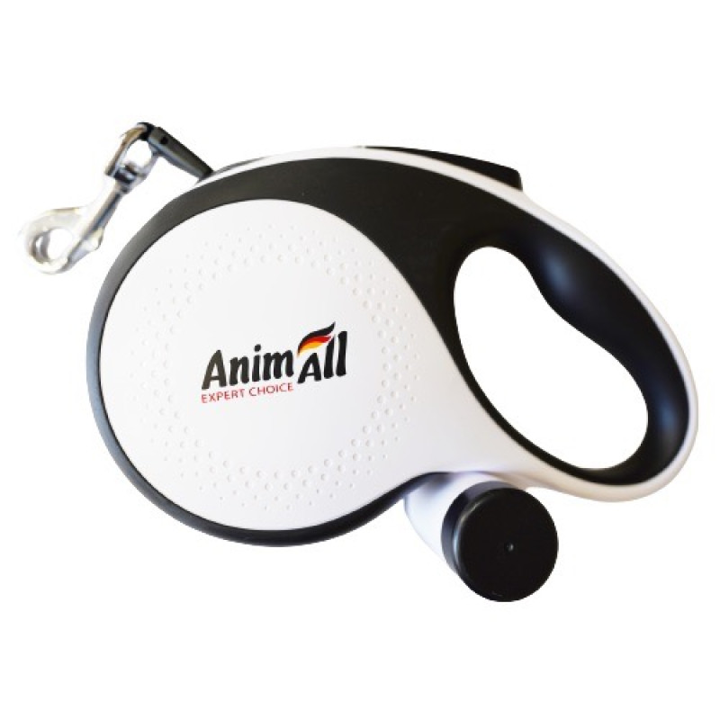AnimAll рулетка для собак с диспенсером для пакетов, размер L, 5 метров, белый