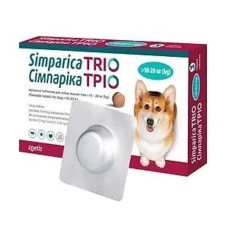 Сімпаріка ТРІО таблетки від бліх, кліщів та гельмінтів для собак вагою від 10 до 20 кг, 1 шт